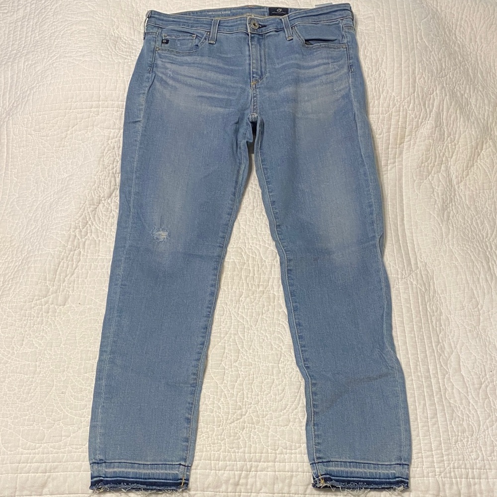 AG Adriano Goldschmied Sky Blue Cropped Jeans